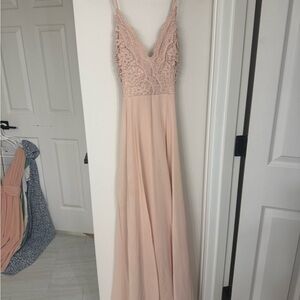 Lulu's Blush Lace Maxi Dress